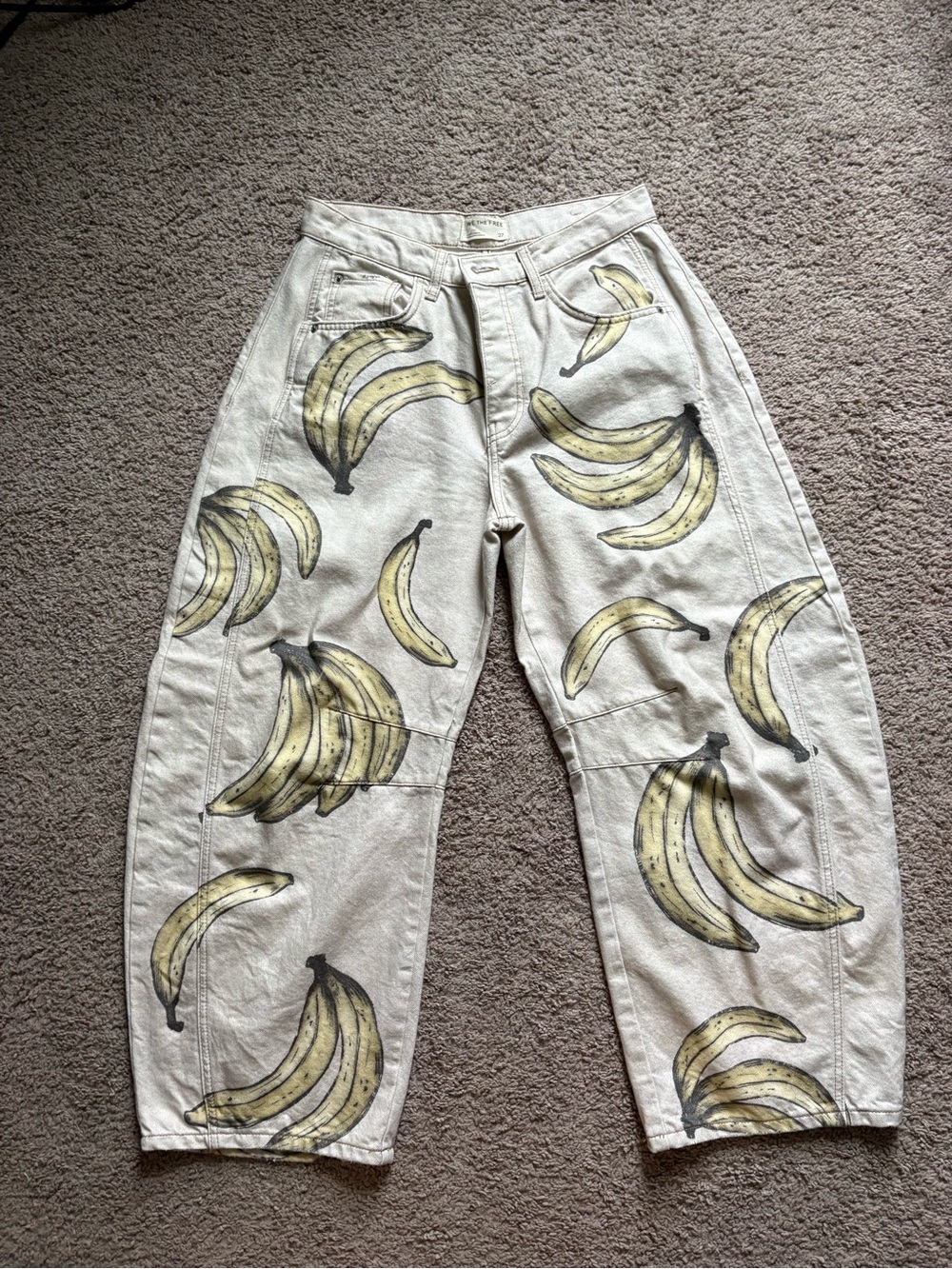 We The Free 'Go Bananas' Wide Leg Linen Pants — Natural with Yellow Banana Print - Picture 4 of 5